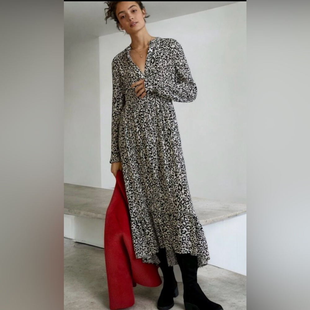 Anthropologie x Mare Mare Lynda Maxi Dress Black/White Animal Print ZB1